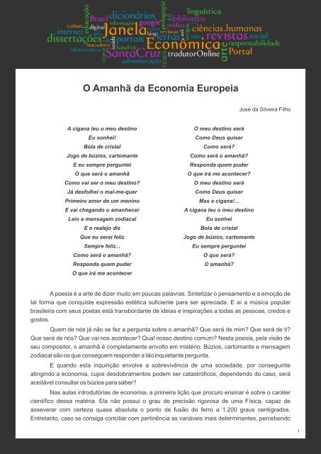 O Amanhã da Economia Europeia - Faculdades Santa Cruz